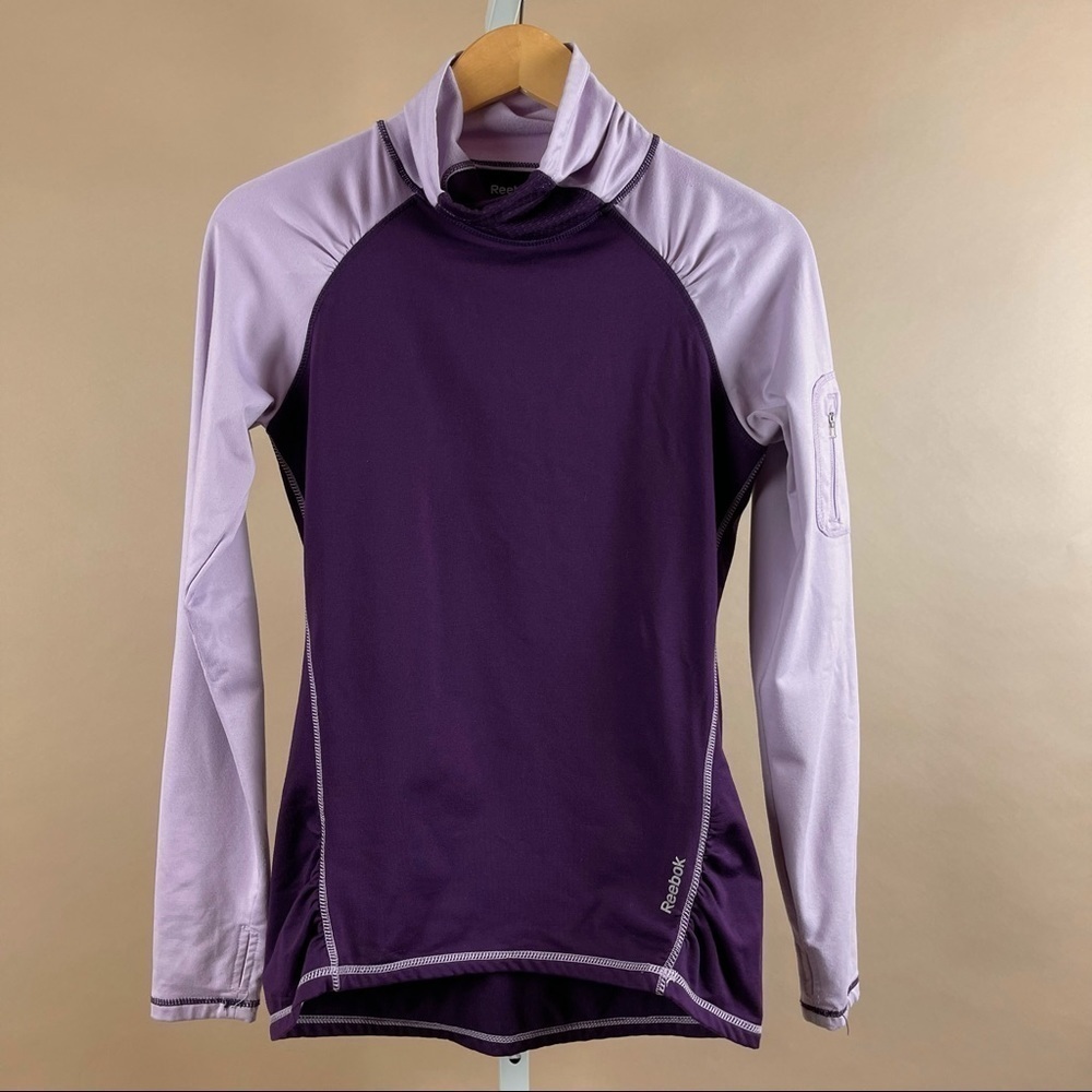 Reebok Small Turtleneck Mock Neck Purple Running Top Pastel Deep Purple Pullover